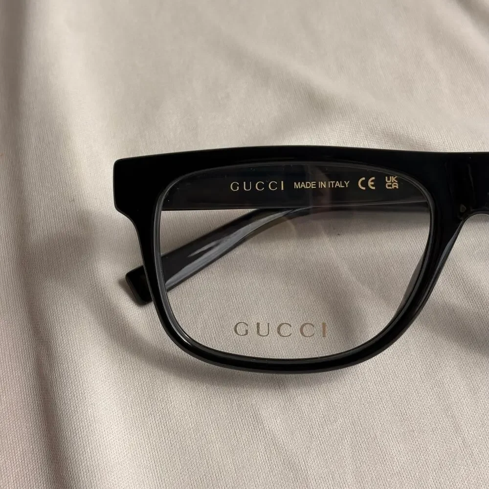 Gucci Black Square Eyeglasses - GG1117O - Red & Green Web, NIB